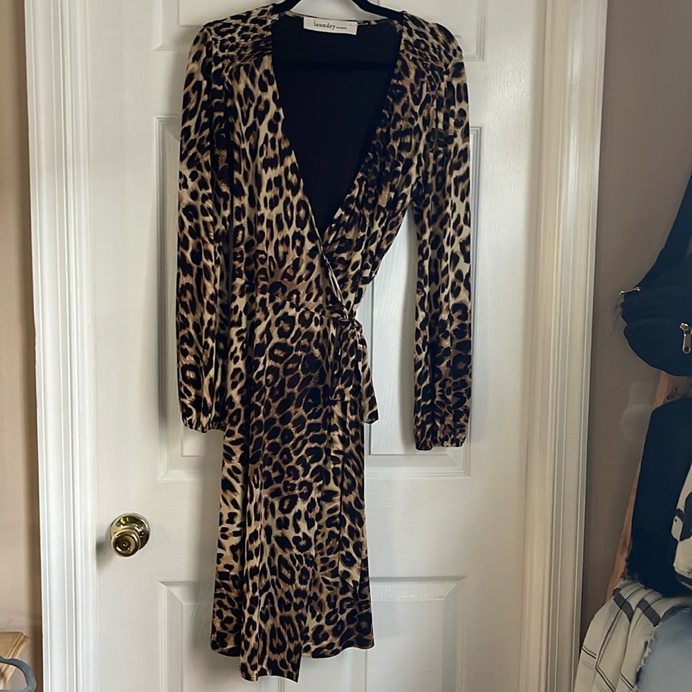 Laundry animal print wrap dress